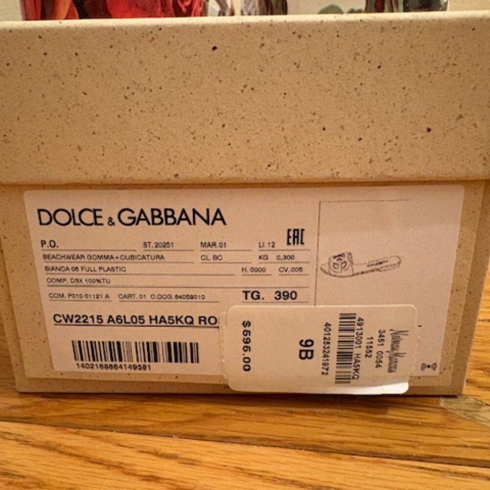 Dolce and Gabbana Floral Slides w/ Log Cutout, Sz 9, NIB - Picture 10 of 12